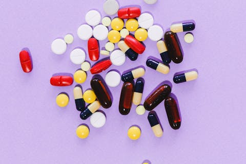 Assorted tablets in blister packs